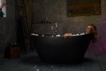 Purescape 748M Black Freestanding Stone Bathtub